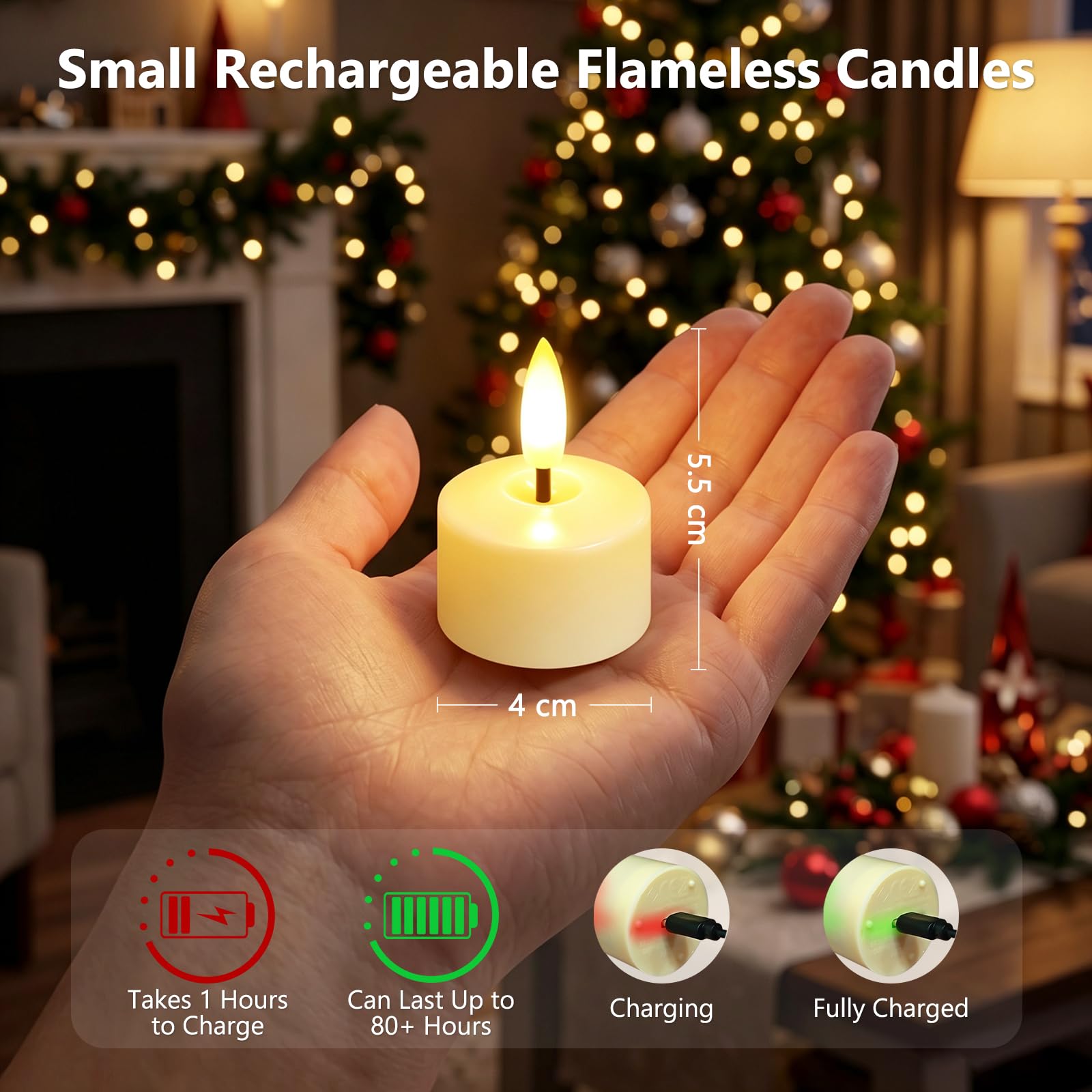 Lot de 12 bougies chauffe-plat rechargeables sans flamme avec télécommande minuterie, 4 cm x 5,5 cm, à piles pour décoration de maison, fête, anniversaire, mariage