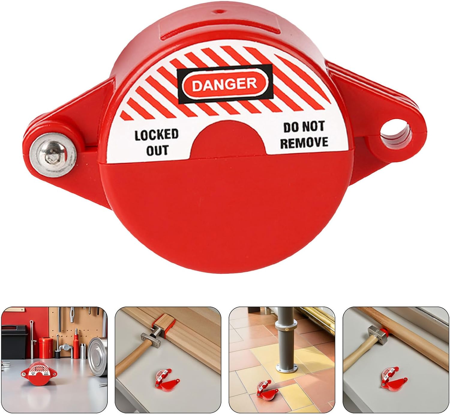 2pcs Industrial Gate Valve Lockout Device with Red Abs round Disc for Water Valves and Tanks, Preventing Accidents in Emergency and Chemical Applications