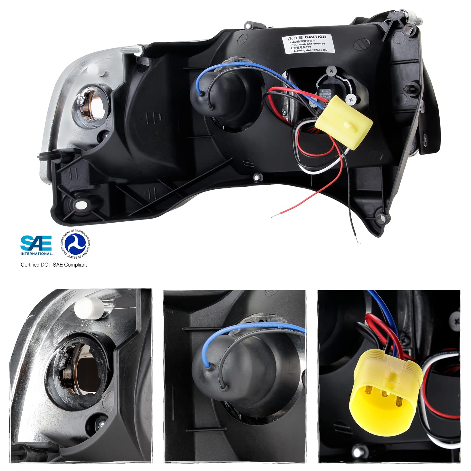 Amazon.com: AKKON - For Dodge Ram 1500/2500/3500 Pickup Clear Dual Halo  Ring LED Projector Replacement Headlights + Tail Light Set : Automotive