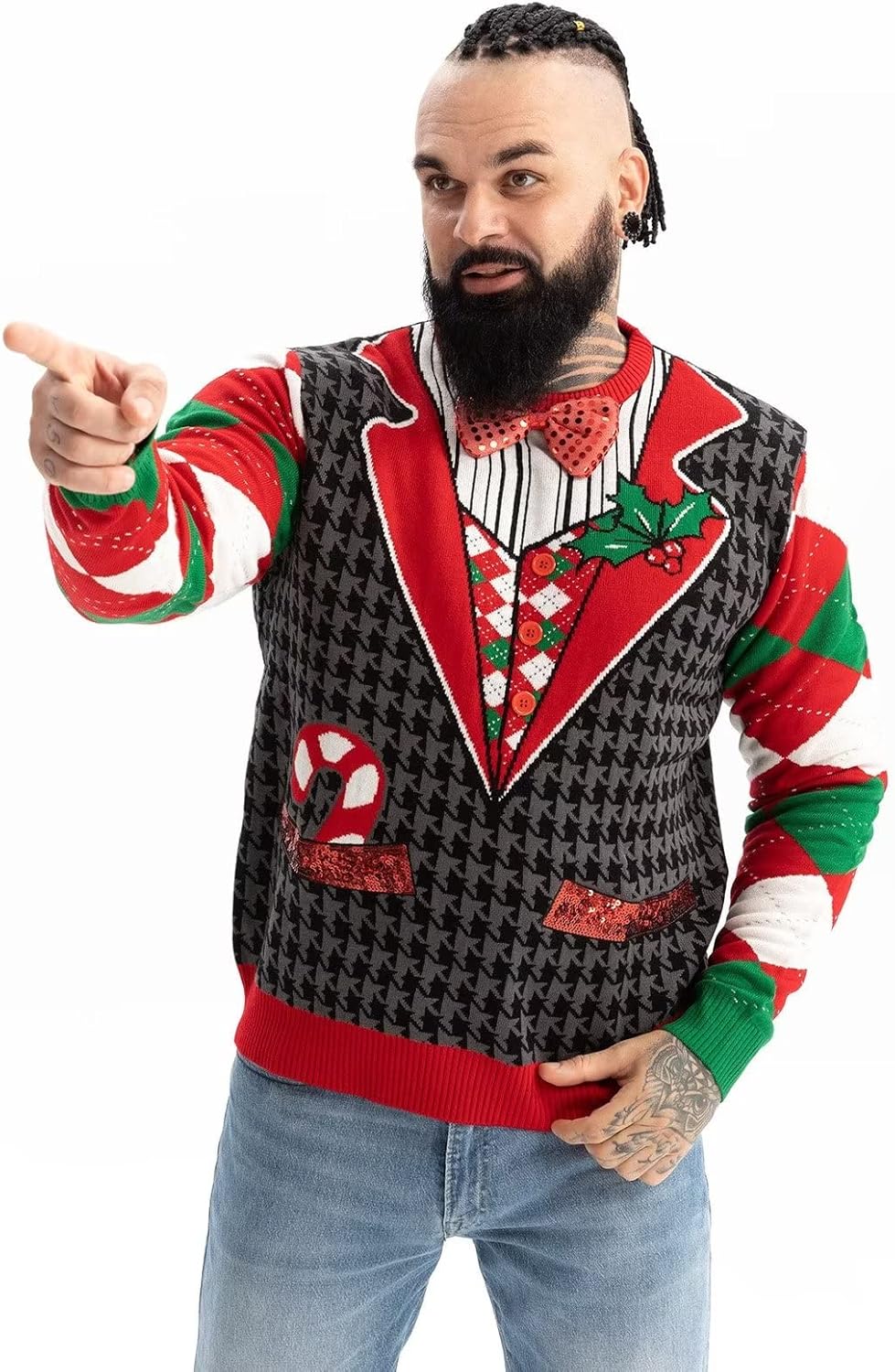 LED Ugly Christmas Sweater for Men, Unisex Women Xmas Pullover with Light for Party Festive 21015-ma Medium - Image 4