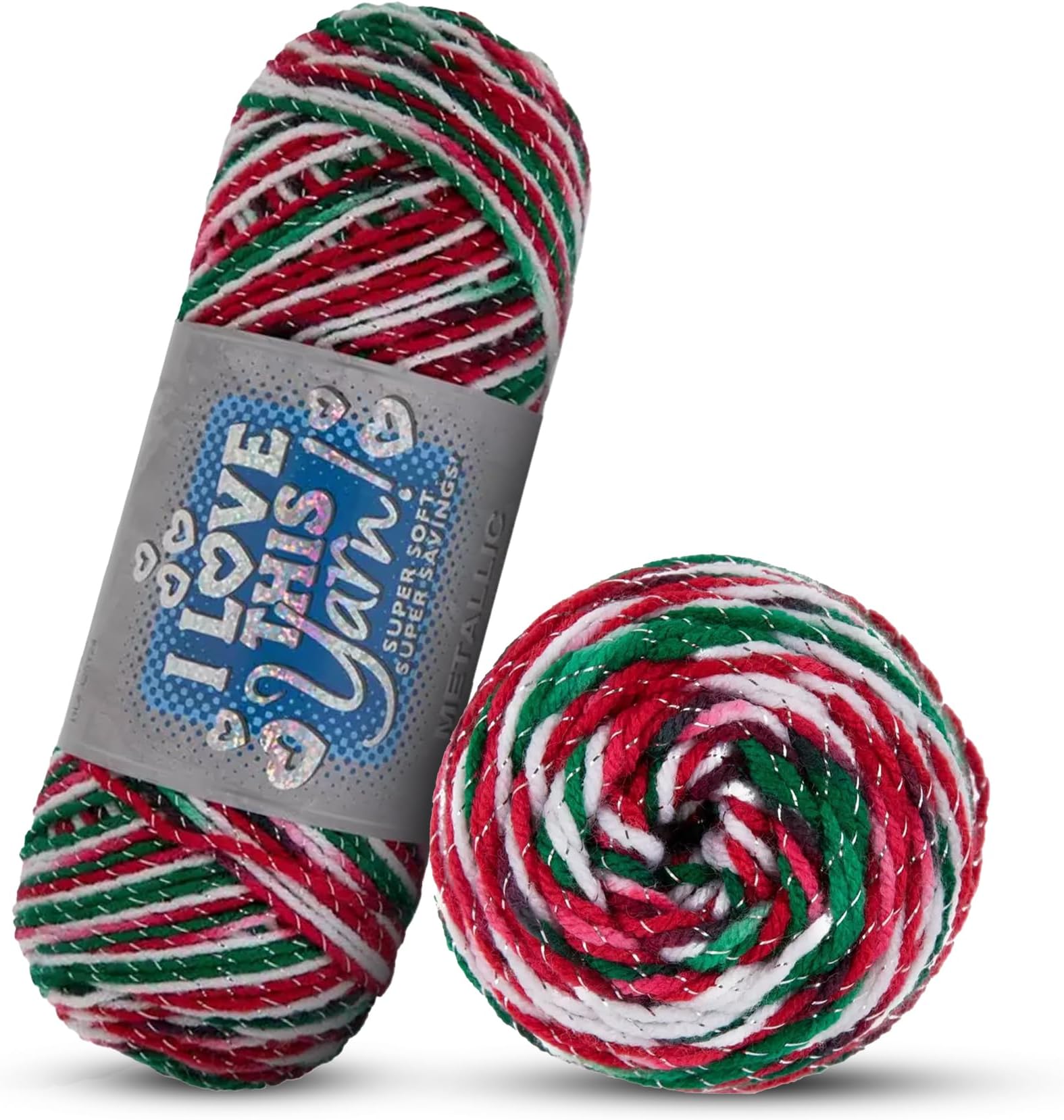 I Love This Yarn Medium – Soft Skein – 252 Yards of 97% Acrylic & 3% Metallic Polyester Yarn for Crocheting Blankets, Hats, & More – DIY Handcrafting Accessories