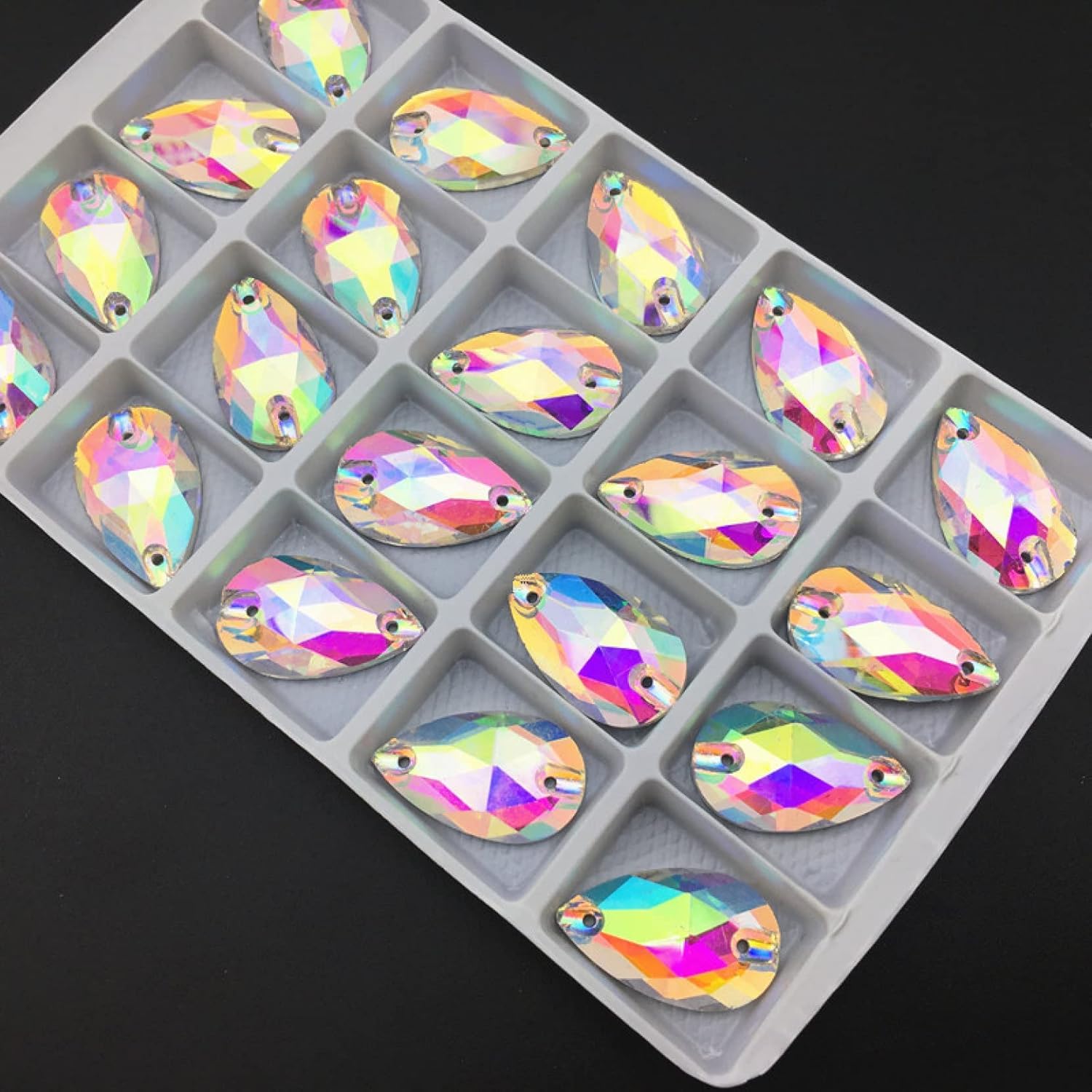 Strass en verre larme cristal poire AB dos plat à coudre pour customiser un vêtement