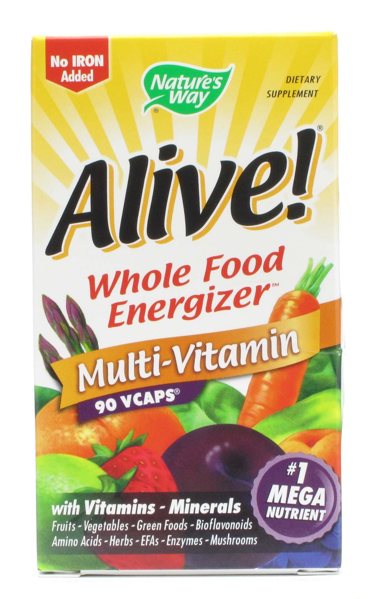 Nature's Way Alive! No Iron Added Whole Food Energizer 90 VegiCaps