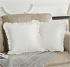 Amazon Brand - Umi Velvet White 16x16 Pillow Covers, Set of 2 Decorative Ruffle Cushoin Pillow Covers for Sofa Couch
