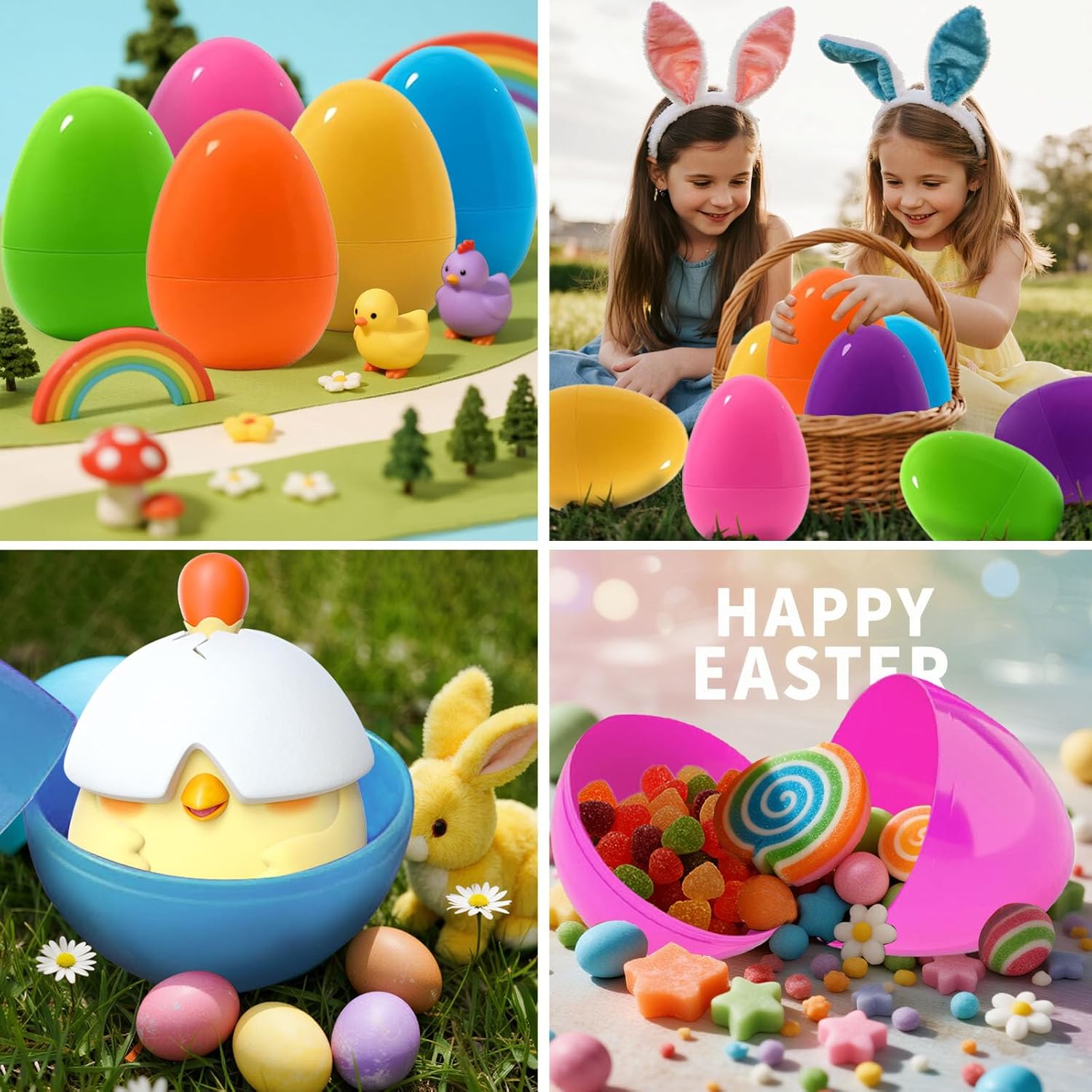 30 Pcs Large Plastic Easter Eggs, 6 Inches Colorful Jumbo Eggs Fillable for Easter Themed Hunt Basket Stuffers Fillers Filling Treats Party Favor Surprise Gifts