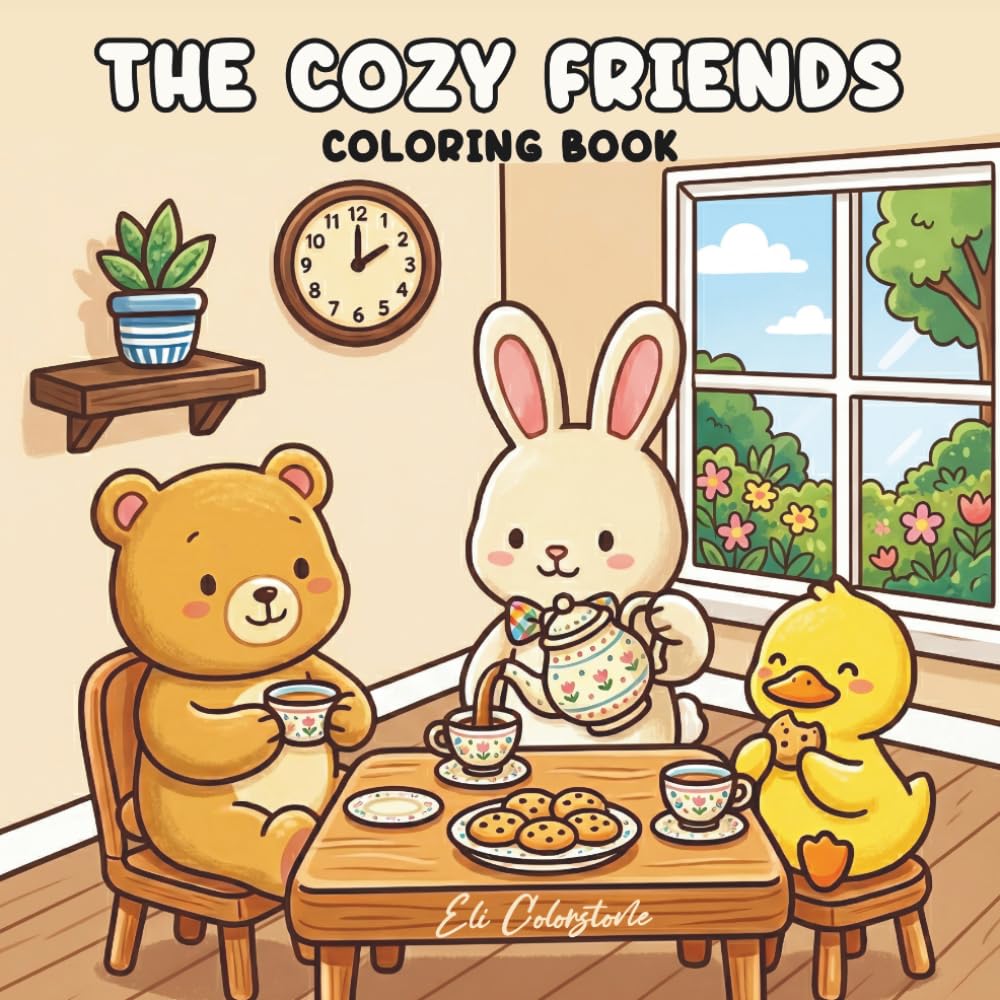 The Cozy Friends Coloring Book: Cute Aesthetic Coloring Pages for Kids, Teens, and Adults to Unwind and De-stress