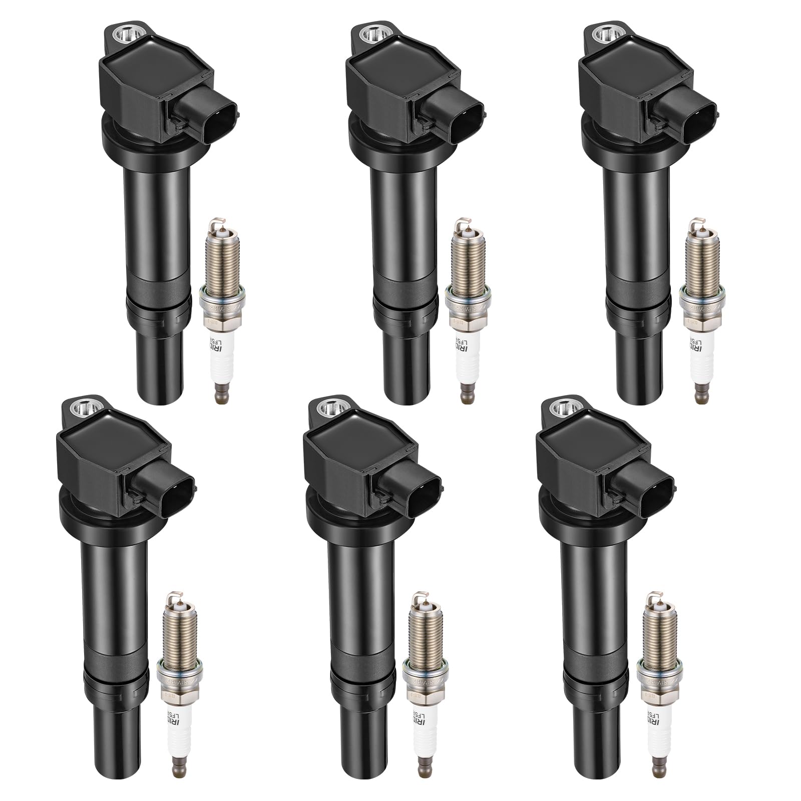 BDFHYK 6 Ignition Coil Pack UF558 and 6 Iridium Spark Plug 4469 Compatible with Kia Rondo Magentis Optima Hyundai Santa Fe V6 2.7L 2007 2008 2009 2010 2011 Coil for SKIC168 C782 5C1624 GN10441 C1567-image-32