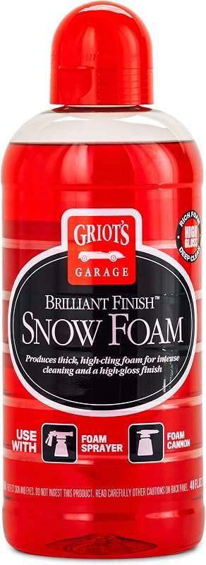 Griot's Garage Espuma de nieve con acabado brillante, jabón espumoso para lavado de autos para limpieza profunda y brillo brillante, uso con cañones de espuma o pulverizadores de espuma, 10848, 48 oz