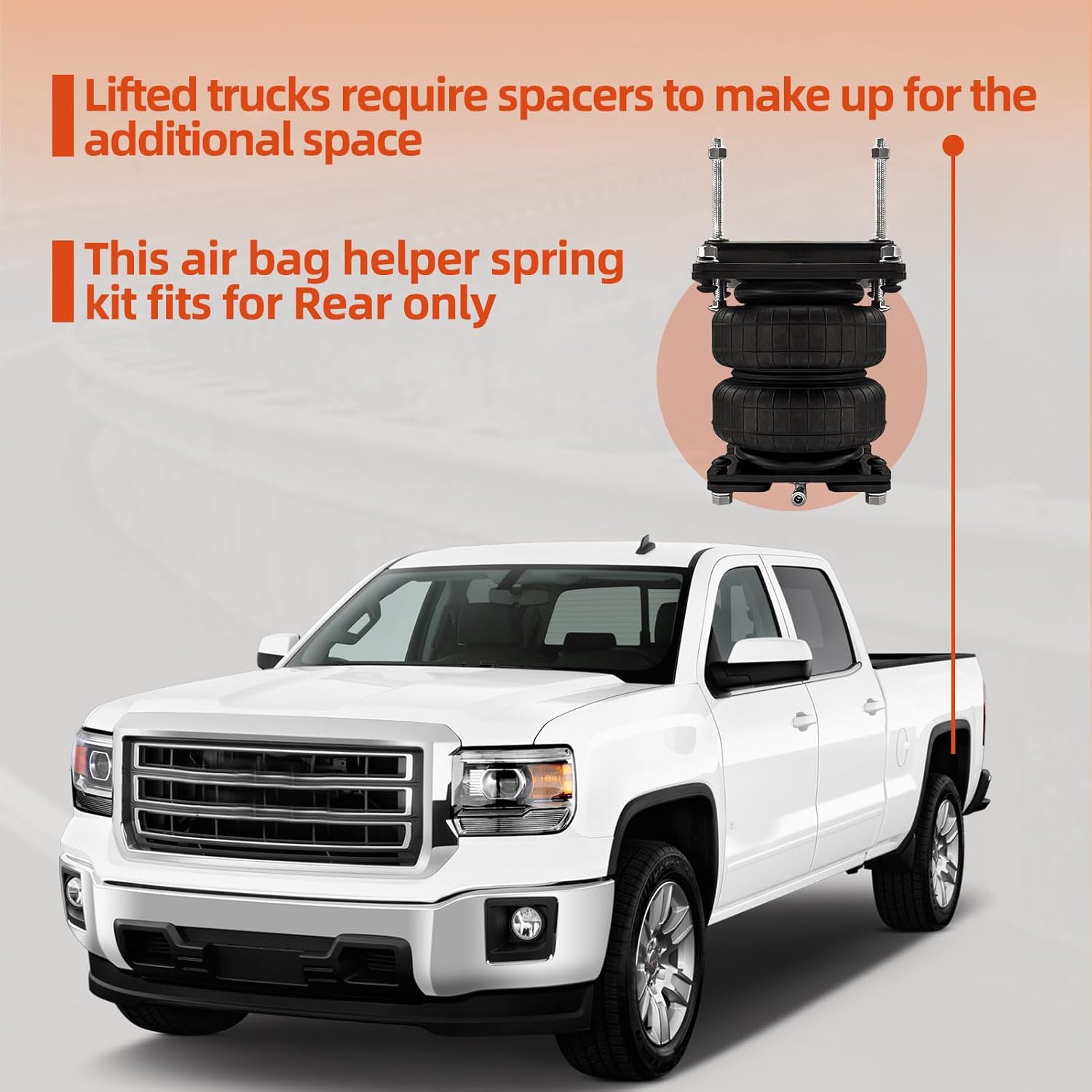 Air Spring Bag Suspension Kit Compatible with 1999-2007 Chevy Silverado/GMC Sierra 1500 2WD/4WD Silverado/Sierra 1500 Classic 2WD/4WD OEM Number Replace TOW-GM9906 Up to 5000 Lbs