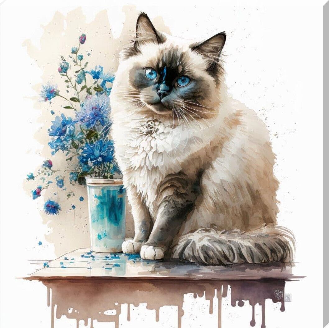 Impression numérique sur toile chat tableau carré 40x40 déco murale - 4