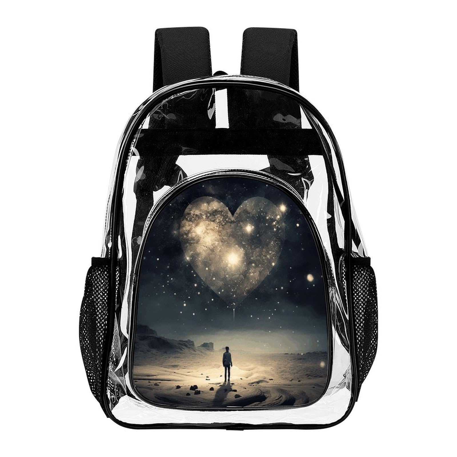 Transparenter Rucksack in Stern-Herzform, groß, transparent, PVC, Büchertasche für Sicherheit, Arbeit, Reisen, Stadion