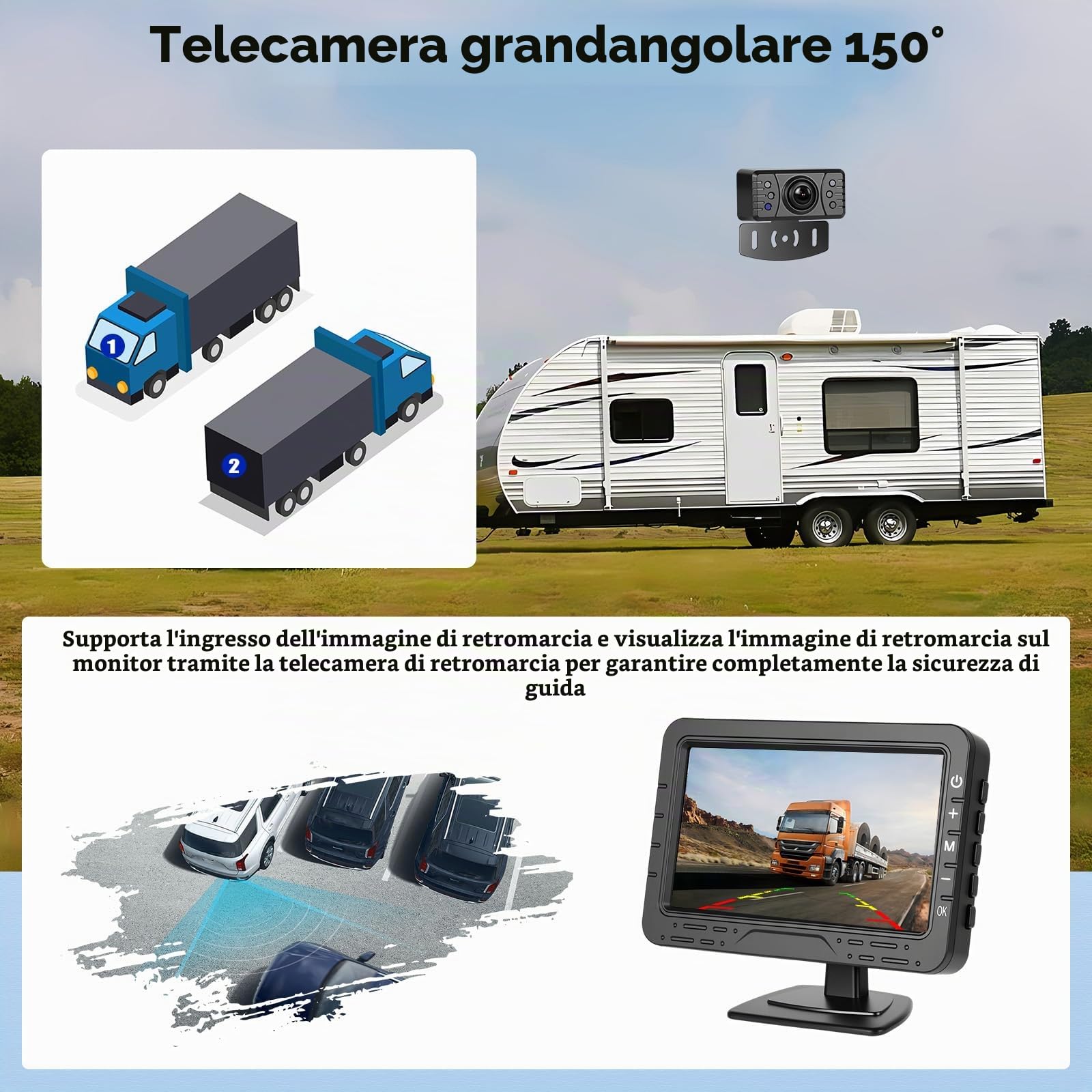 AHD telecamera di backup senza fili con 4,3 pollici di segnale digitale IP68 impermeabile visione notturna grandangolo ventosa può facilmente installare DC12V telecamera targa