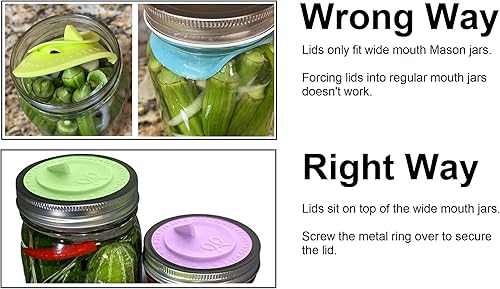 Miniatura 7 de Paquete de 7 tapas de fermentación sin agua sin mantenimiento para frascos de boca ancha. Haz chucrut, kimchi, pepinillos, cualquier alimento