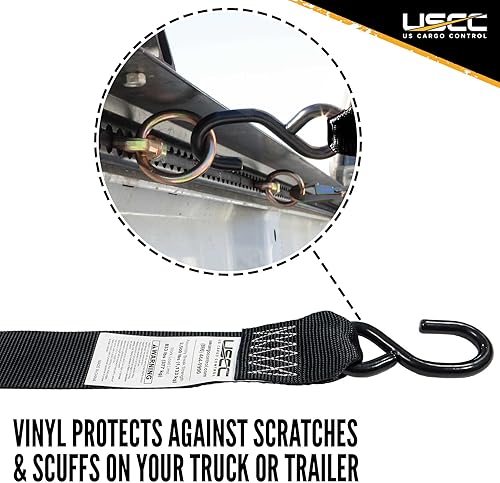 Miniatura 2 de US Cargo Control Correas de trinquete con gancho en S (paquete de 2), correas de trinquete de acero inoxidable de 2 pulgadas x 10 pies, resistencia