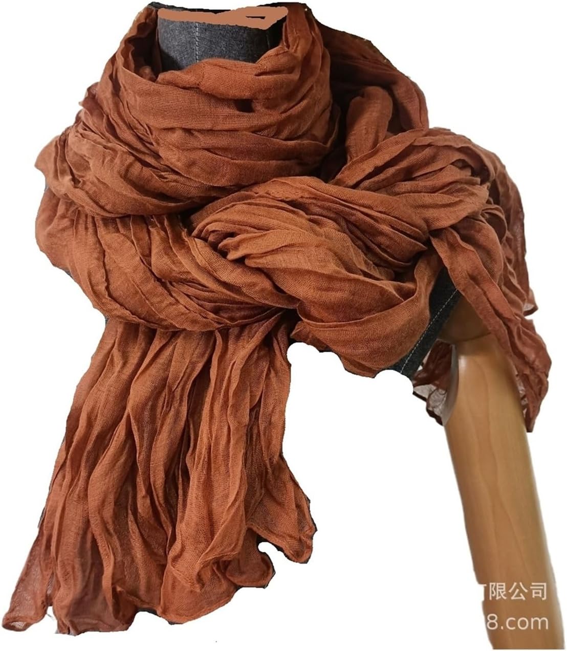 Solid Color Pleated Scarf Retro Green Thin Long Strip Shawl for Men and Women Winter Warm Silk Feel