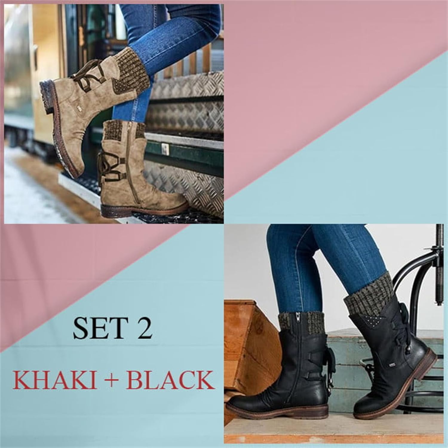 Lace up Wide Calf Boots, Boots with Socks Built in Women, Lock Boots, Black Back Lace up Boots