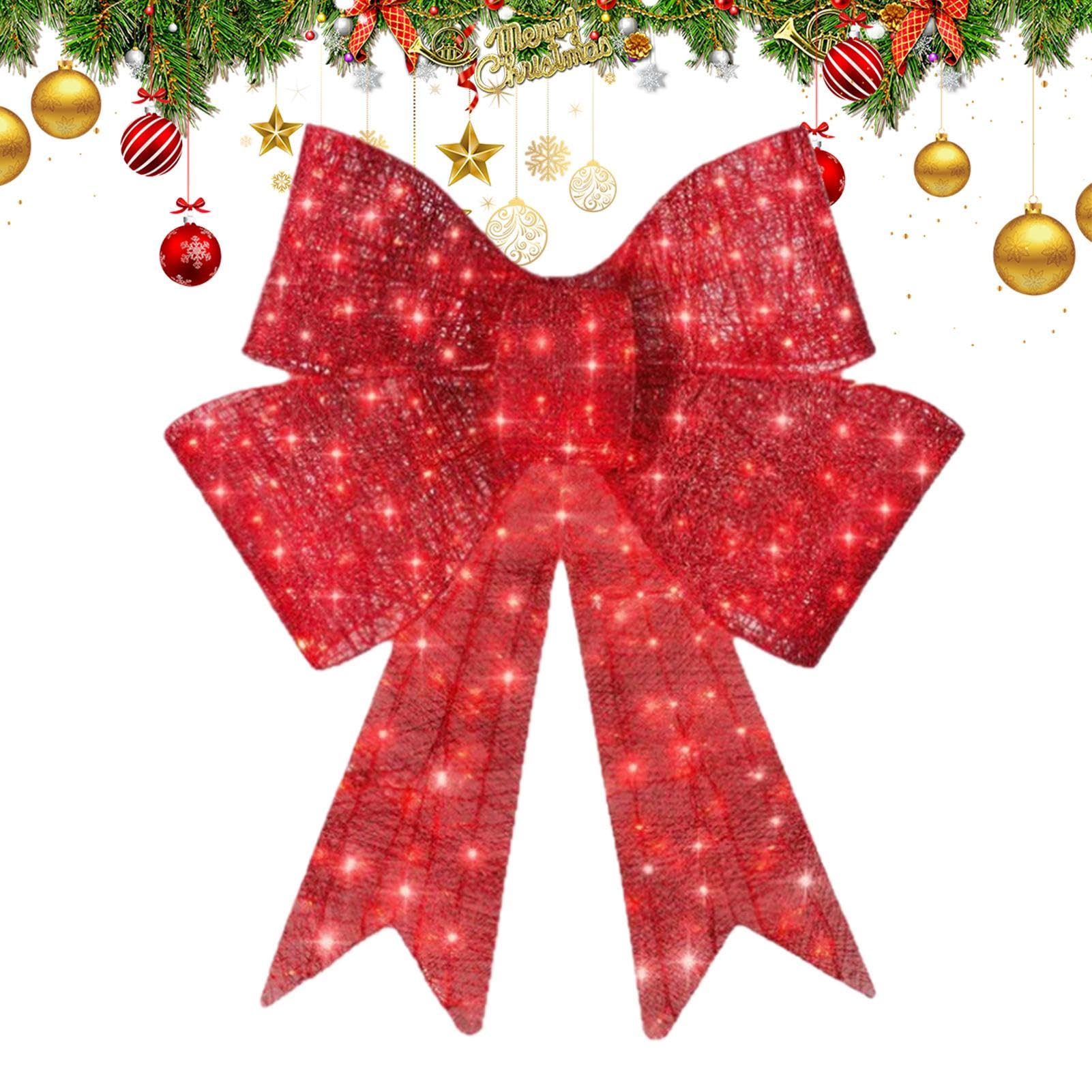 Couronne de Noël pour la porte grand modèle illuminé rouge