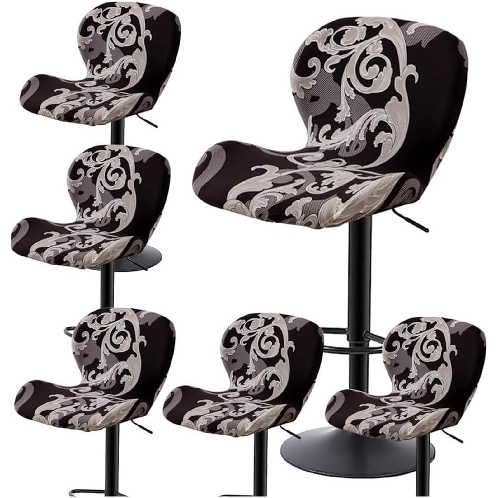 Leomix Stretch Printed Bar Stool Cover Set of 1/2/4/6, Adjustable Swivel Bar Stools Slipcover, Barstool Protector Covers for Dining Room Kitchen,N,6pack