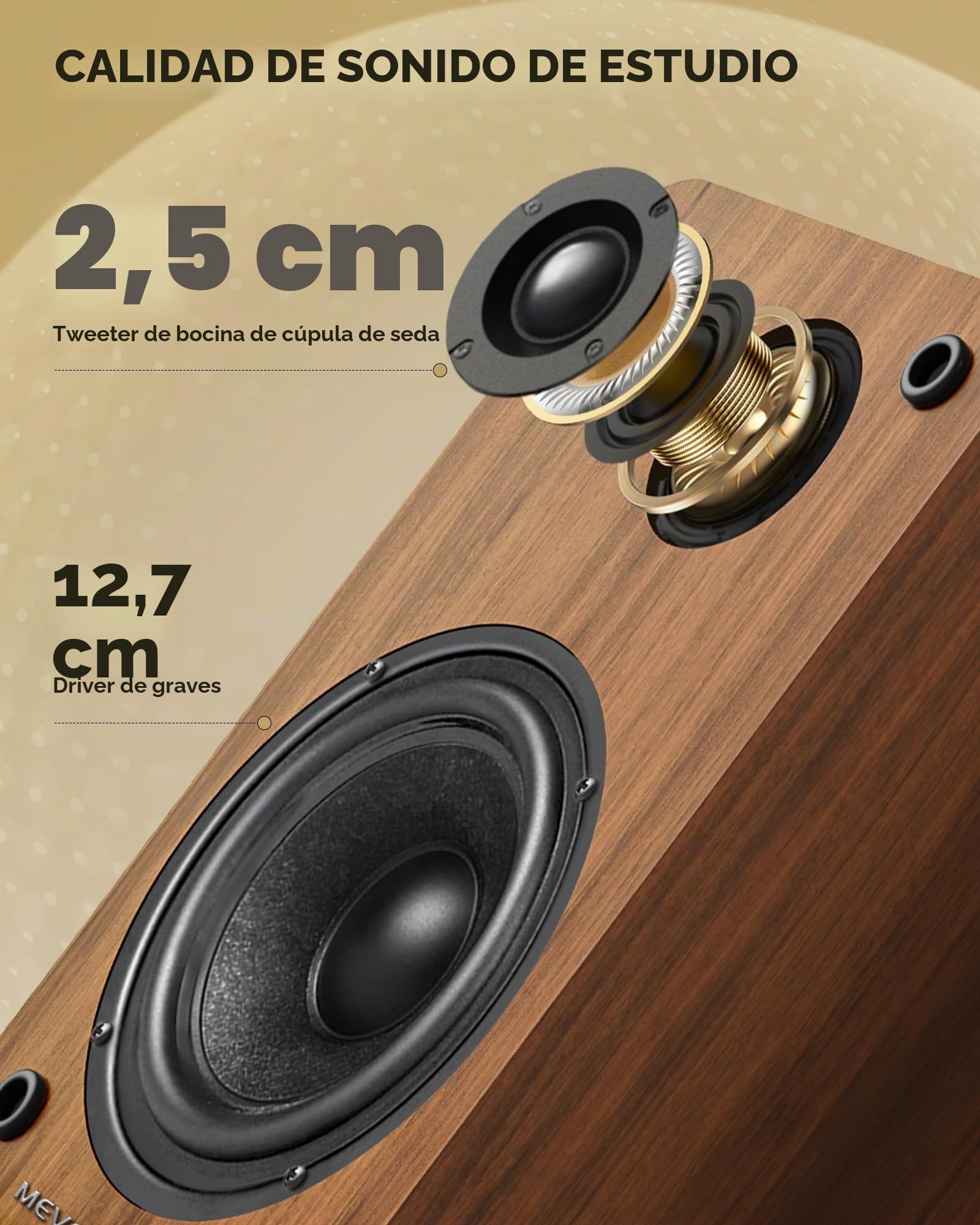 Altavoces Activos para estantería de 36 W RMS BT 5.4 inalámbrico con Altavoz de 5 Pulgadas, PC USB para Estudio de Graves y Agudos, Ajuste de Entrada