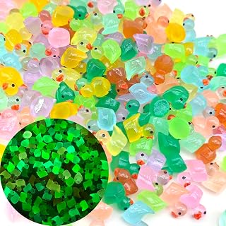 300Pcs Luminous Resin Ducks Small Duck Mini Ducks Miniature Characters Garden Landscape Aquarium Dollhouse Potted Plants Decorations Party Favors (Small)
