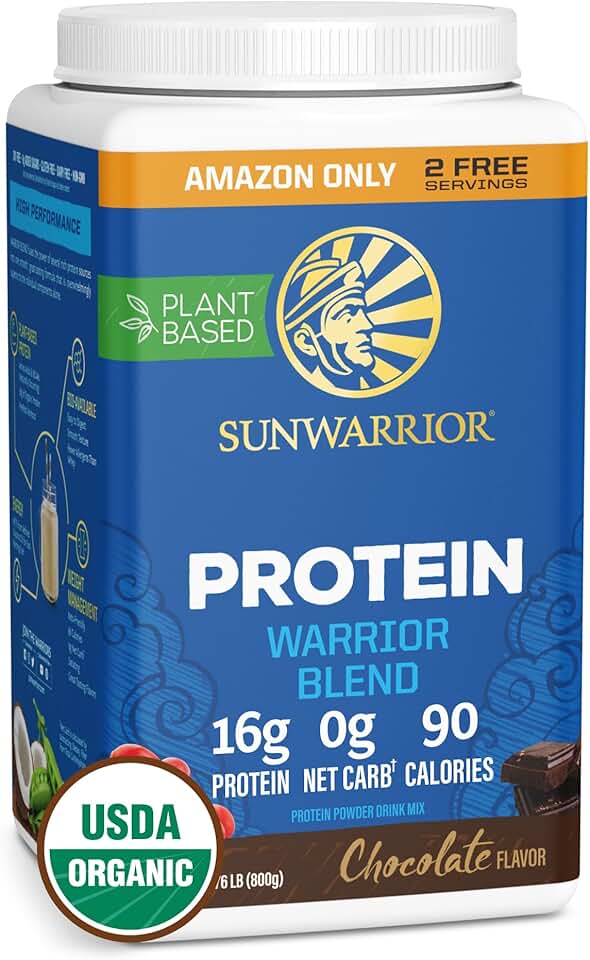 Organic Plant Based Protein Powder | Vegan Organic Protein Powder Chocolate Flavored with BCAA Amino Acids &amp; Hemp Seed Pea Blend | Non-GMO Soy Dairy Filler &amp; Gluten Free (Chocolate, 32 Servings) USDA Organic
