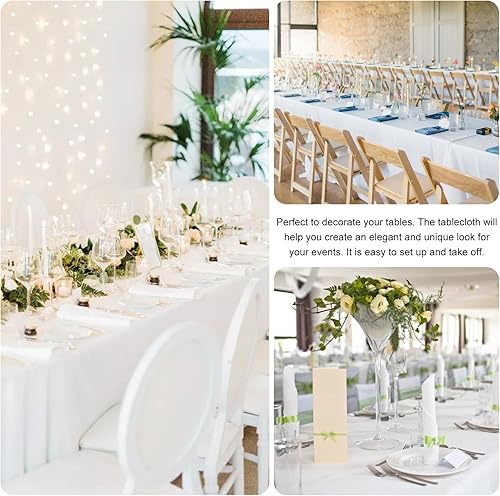 Miniatura 5 de Paquete de 4 manteles rectangulares de 60 x 102 pulgadas, manteles blancos para mesas rectangulares de 6 pies, manteles de poliéster lavables para