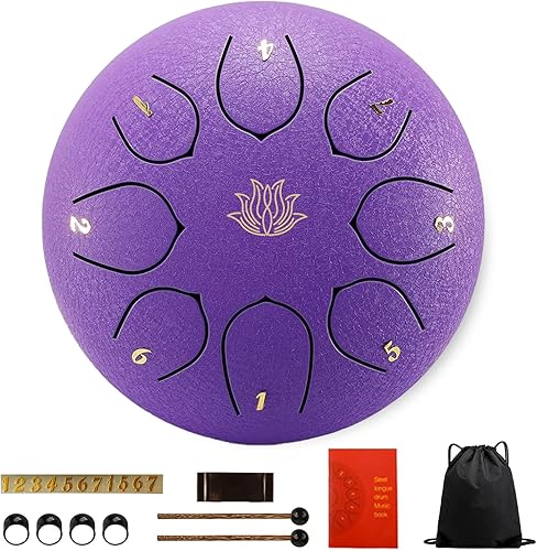 Miniatura 5 de Tambor de lluvia de 8 notas de 6 pulgadas para jardín exterior, con bolsa, libro de música, baquetas, soporte de mazo y paletas de dedo, tambor de