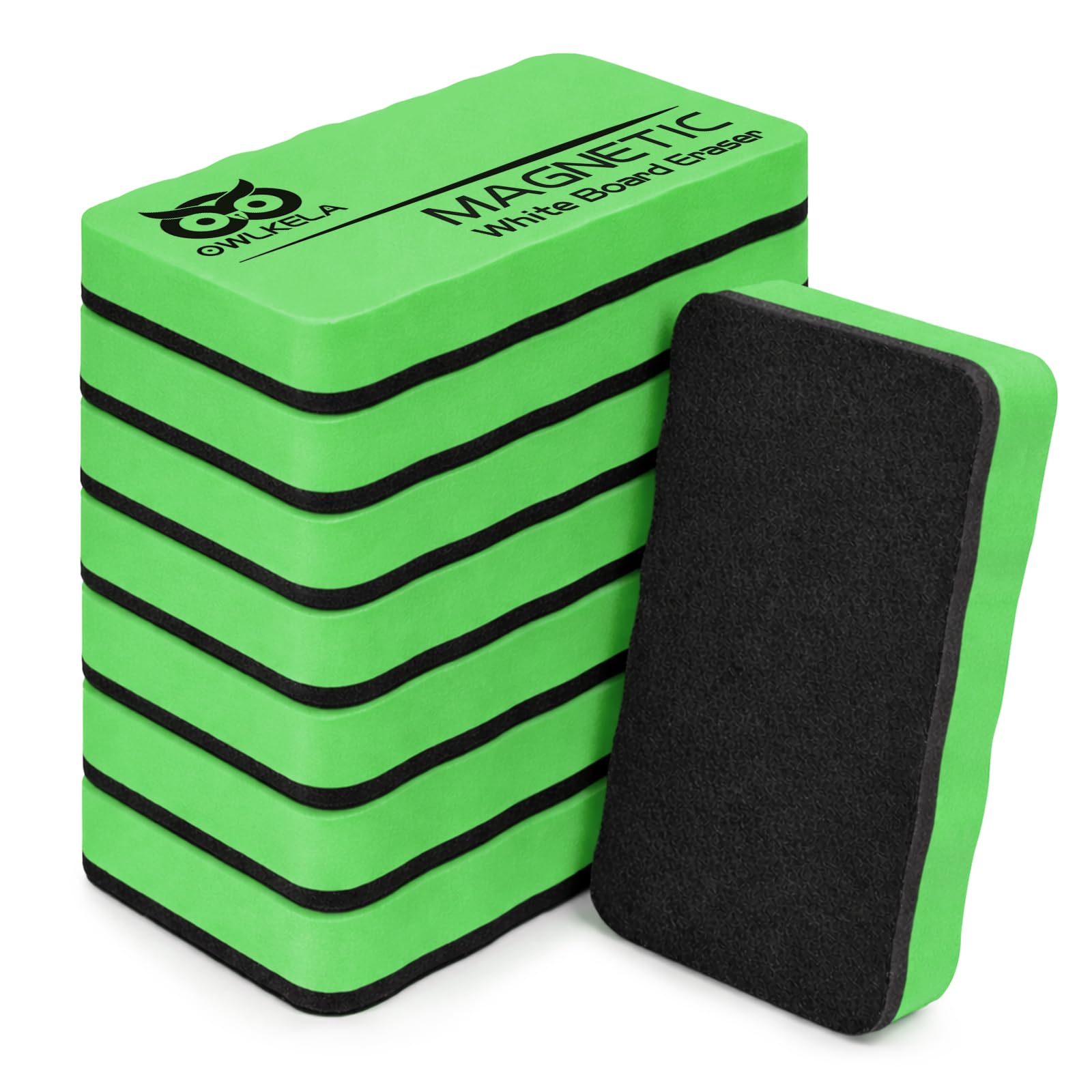 OWLKELA 8 Pcs Dry Erase Erasers, Green