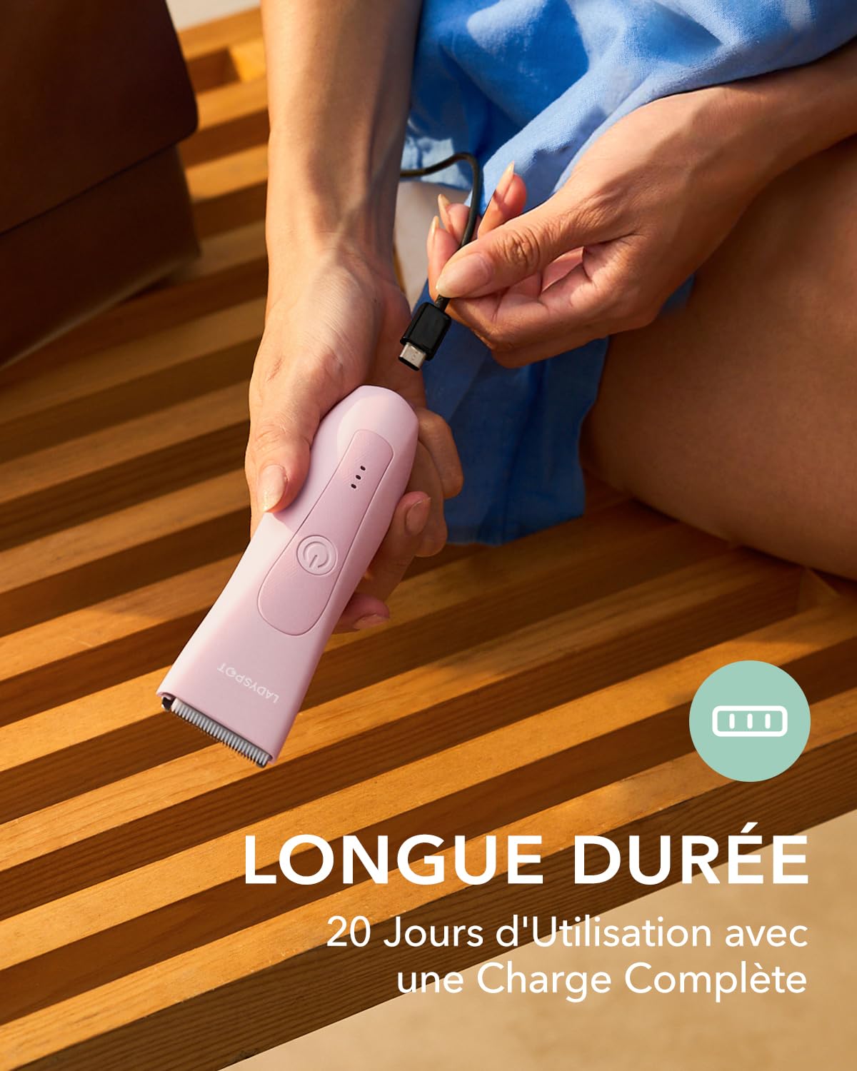 MANSPOT Rasoir Electrique Femme, Tondeuse Femme Intime avec 3 Têtes de Protection et de Lame en Céramique Remplaçables, Tondeuse Bikini pour Bras, Jambes, Aisselles