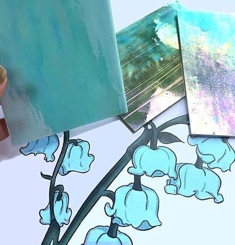 Miniatura 34 de LITMIND Paquete variado de 24 hojas de vidrieras transparentes de catedral, 4 x 6 pulgadas, vibrantes vidrios de arte arcoíris para atrapasoles