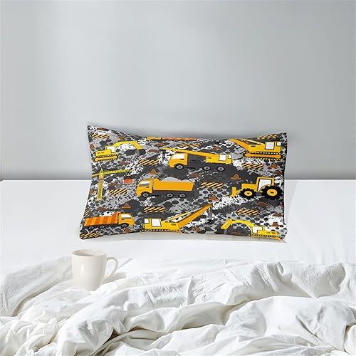 Miniatura 5 de Juego de edredón de construcción tamaño individual, juego de ropa de cama para niños y niños, para todas las estaciones, 1 edredón con 1 funda de