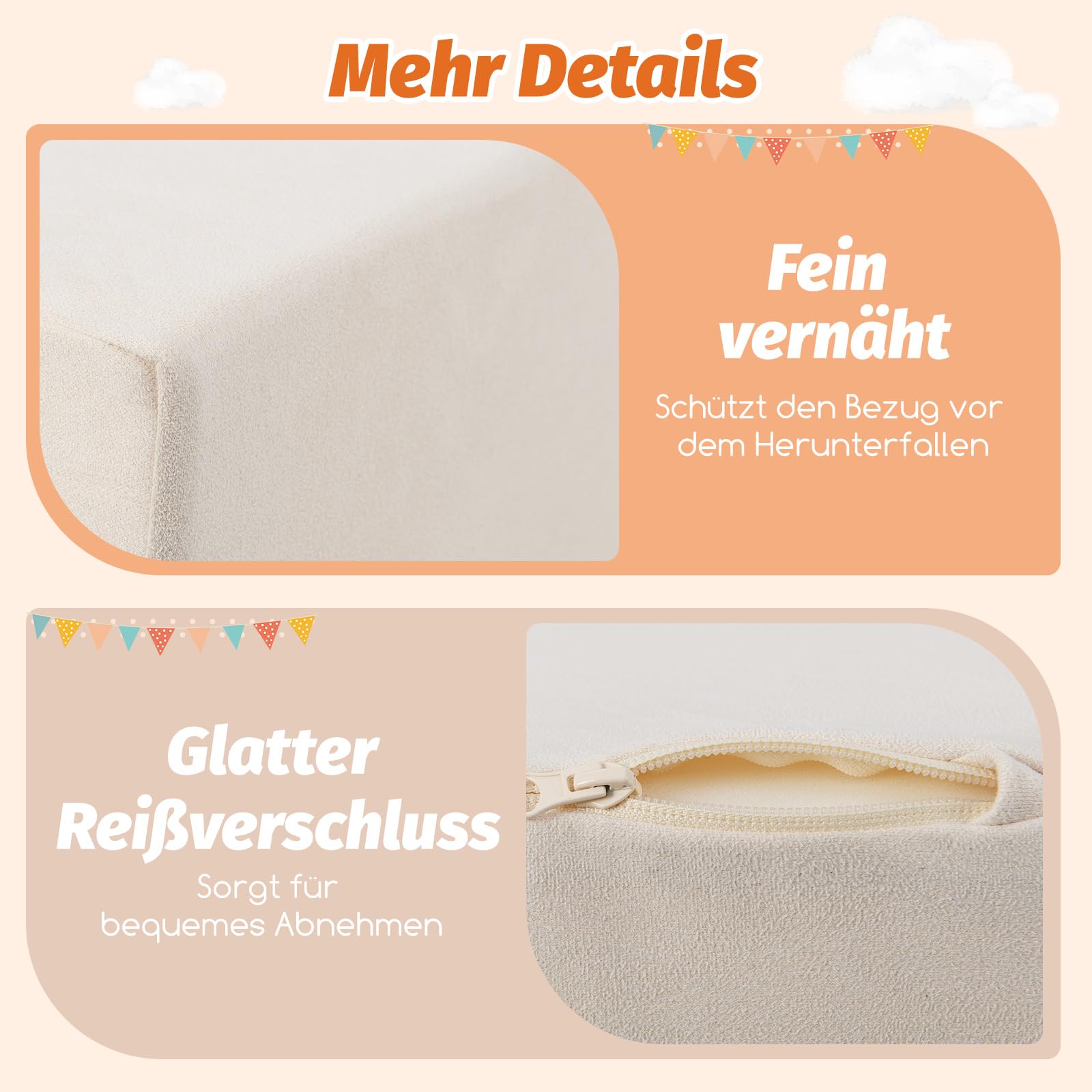 COSTWAY 5 TLG. Schaumstoffbausteine, Riesenbausteine mit Bällebad, Großbausteine zum Toben und Klettern, Kletterblöcke Softbausteine Kinder für Spielzimmer, Kinderzimmer, Keine Bälle (Beige)