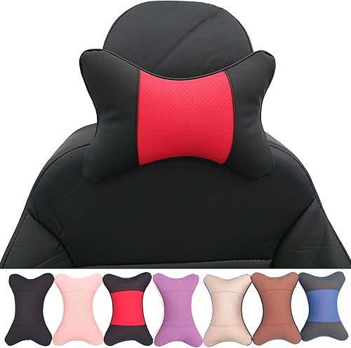 Miniatura 6 de Almohadas cervicales para el cuello del automóvil, 2 unidades, almohadas cervicales de piel sintética para viajes, almohadas rellenas de fibra