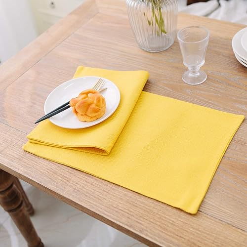 Miniatura 105 de Juego de 4 manteles individuales de lino suave hechos a mano resistentes al calor, manteles individuales para mesa de comedor, manteles individuales