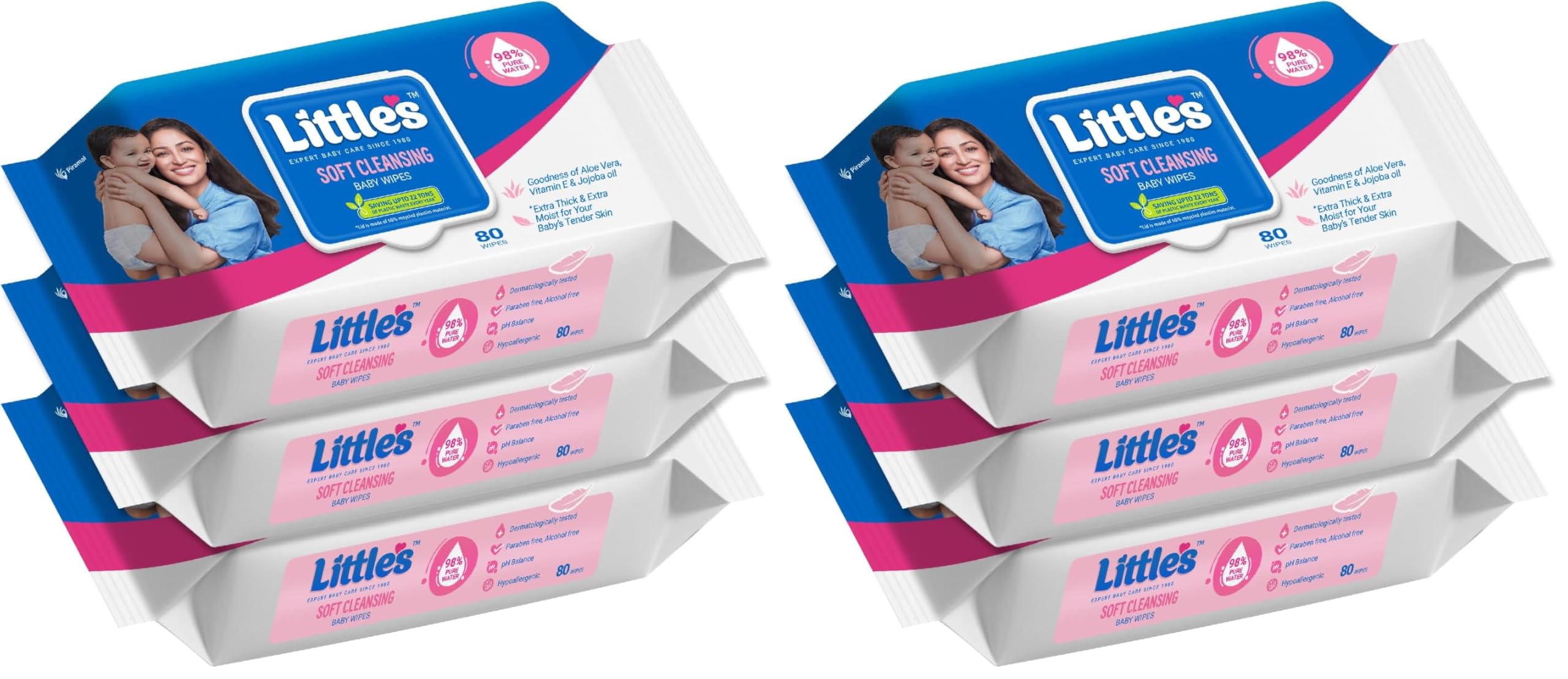 Little's Soft Cleansing Baby Wipes with Lid | 80 Wipes x Pack of 6-240 Wipes | Extra Thick & Moist Wet Wipes for Baby's | Prevents Rashes & Redness with Goodness of Aloe Vera, Vitamin E & Jojoba Oil-picture-34