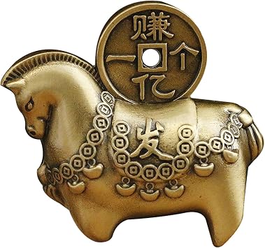 Year of The Horse 2026 Statue Brass Zodiac Horse Sculpture - Feng Shui Lucky Zodiac Charm for Home Office - Chinese Lunar New Year Party Favor