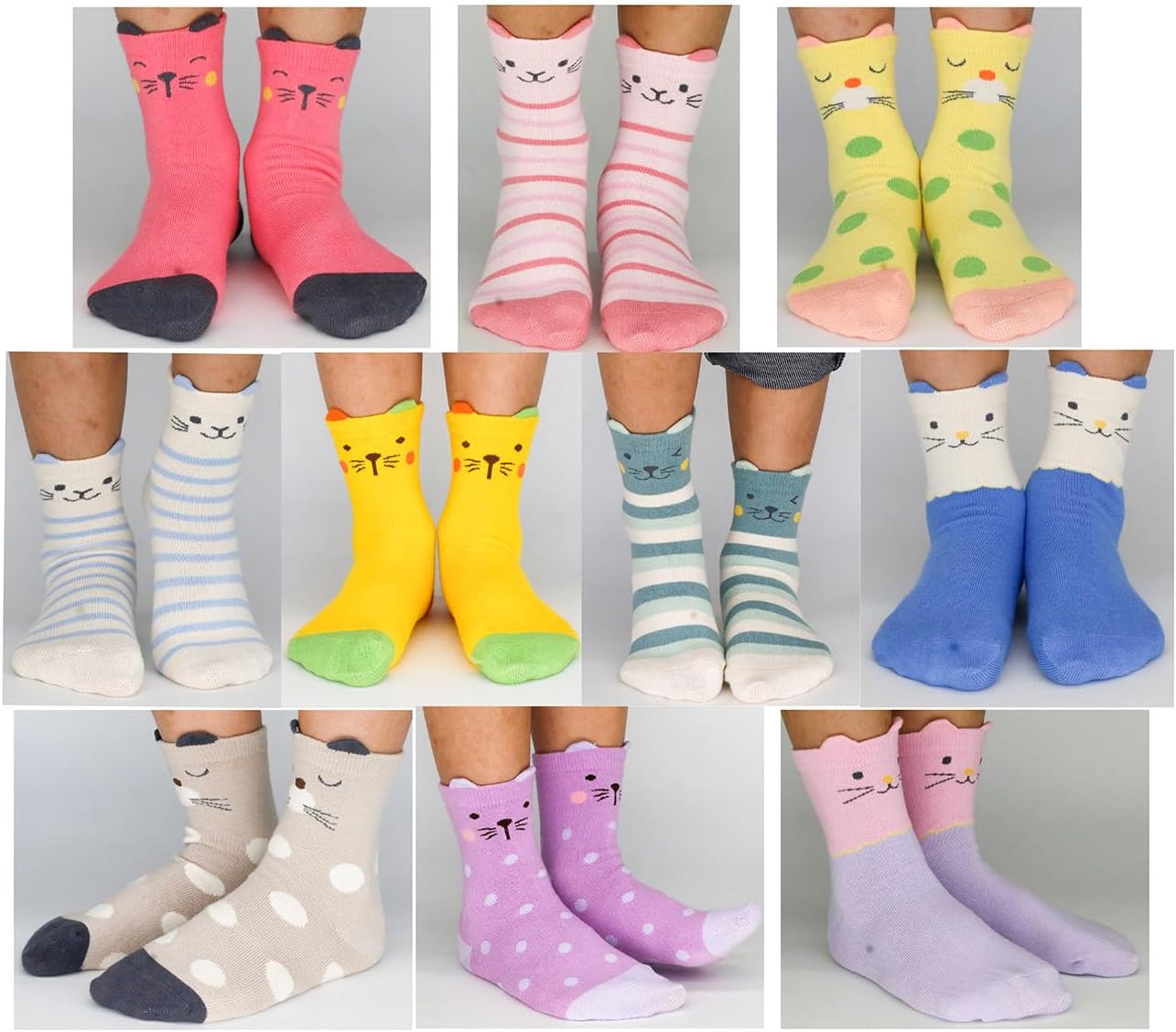 Hzcojulo Girls Socks Soft Cotton Animal Patterns Crew Cute Toddler Kids Socks Age 1-14 Years -10 Pairs - Image 2