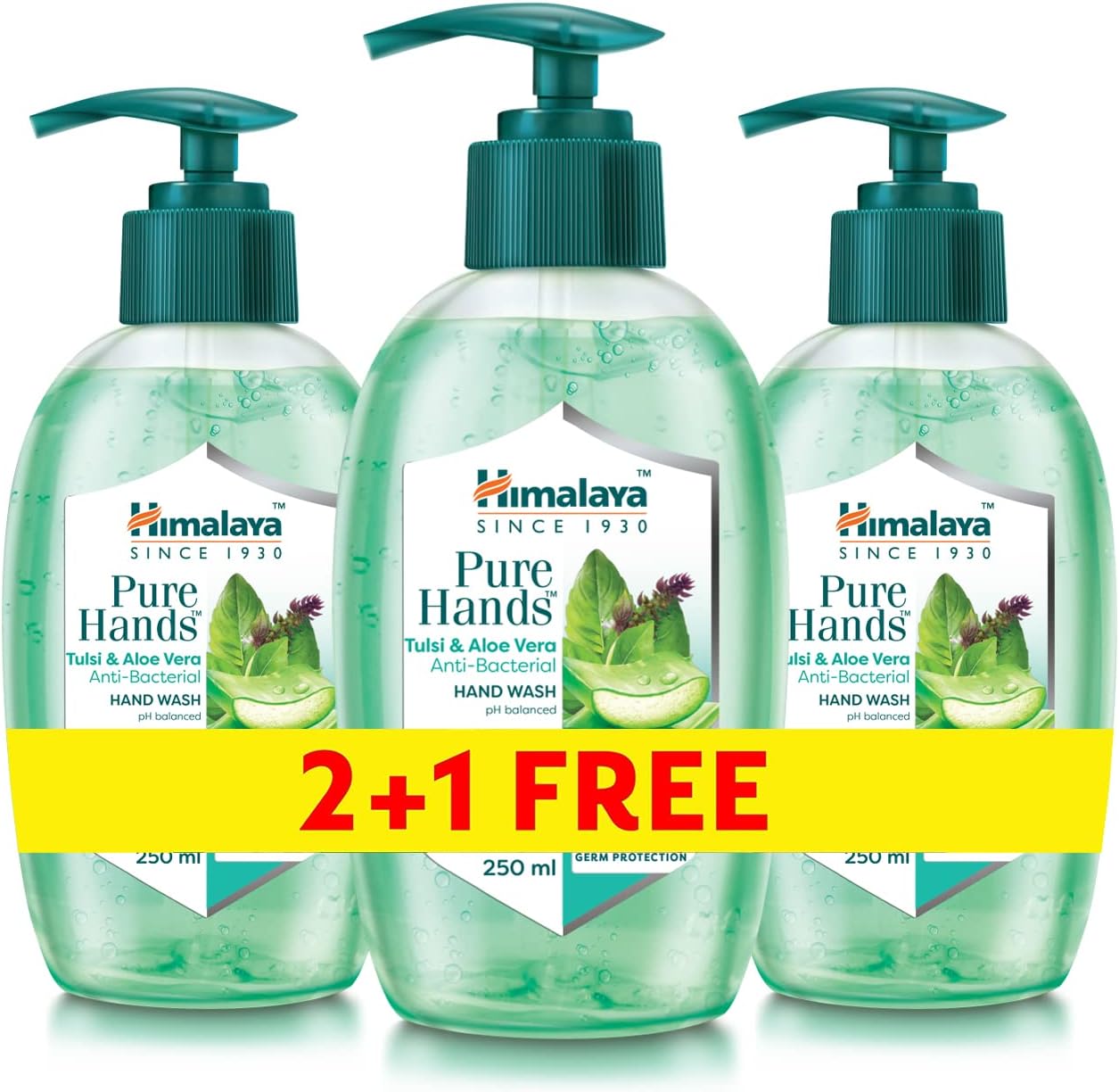 Since 1930 Himalaya Purehands Hand Wash Soap Tulsi & Aloe Vera Effectively Protects Hands from Germs -3x250ml
