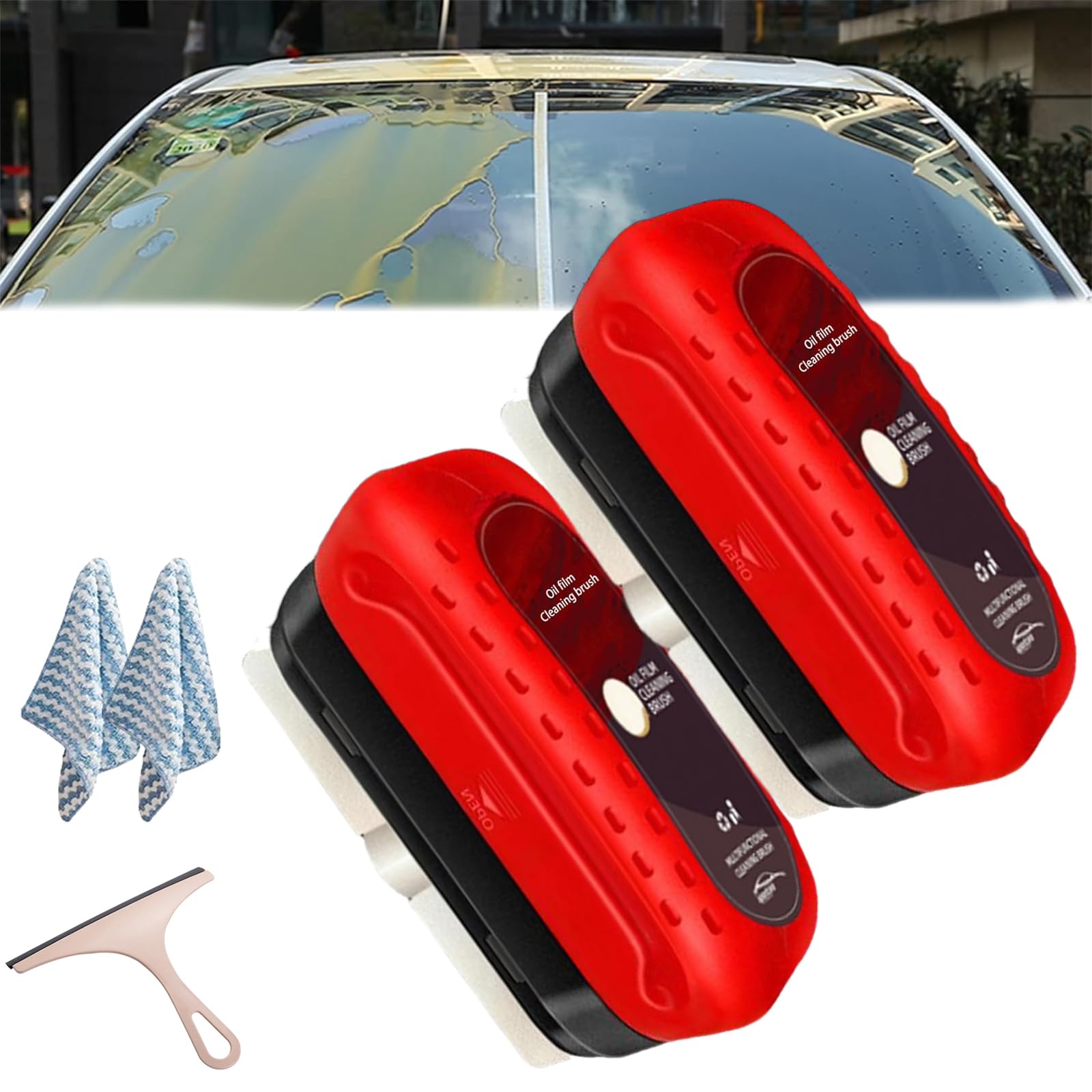 Glass Cleaning Board, Universal Glass Cleaning Wipe Board, Glass Coating For Windshield, hydrophobic windshield coating, Glass Polish Mouse, Suitable For All Types Of Glass Surfaces (2Pcs B)