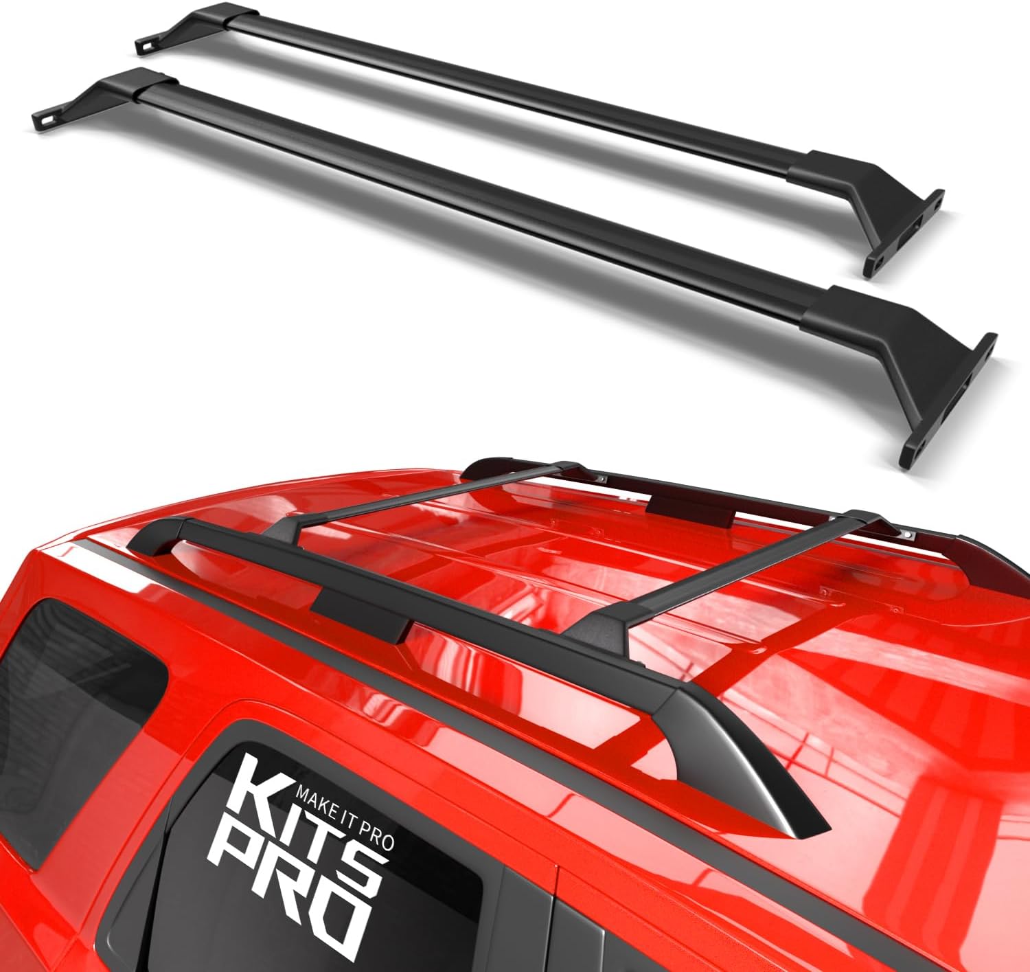 KitsPro 260lb Roof Rack Cross Bars for 2013-2019 Ford Escape (ONLY FIT Factory Raised Side Rails), Matte Black Heavy Duty Aluminum Cargo Crossbar KitsPro 260lb Roof Rack Cross Bars for 2013-2019 Ford Escape (ONLY FIT Factory Raised Side Rails), Matte Black Heavy Duty Aluminum Cargo Crossbar