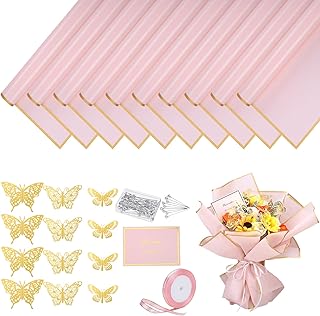woric 93 Pcs Flower Bouquet Wrapping Paper Kits, 20 Sheets Waterproof Floral Wrapping Paper