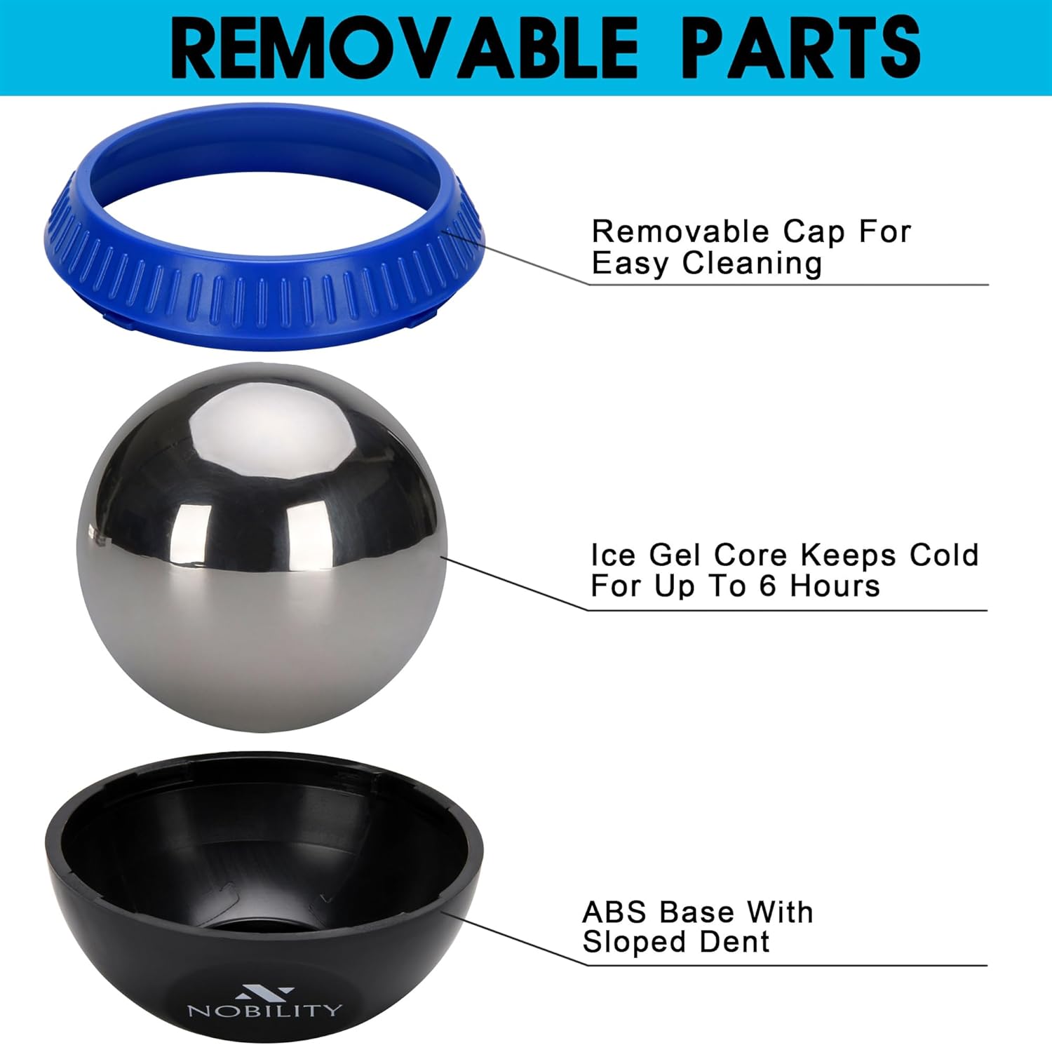 Nobility Massage Ball Roller– Ice Cold and Hot for Deep Tissue and Sore Muscle Relief of Stiffness and Stress, Body, Neck, Back, Foot, Plantar (Blue) - Image 4