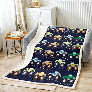 3D Truck Fleece Throw Blanket Boys Cars Sherpa Blanket for Kids Girls Teens Freestyle Truck Decor Fuzzy Blanket for Sofa Bed Couch Blue,Baby 30x40 Inches