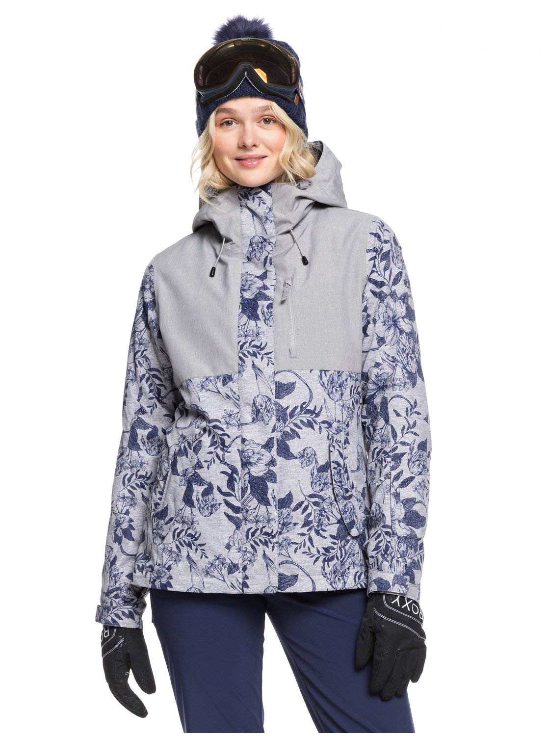Roxy SNOW Junior's Roxy Jetty 3N1 Jacket, Heather Grey Botanical Flowers, XS