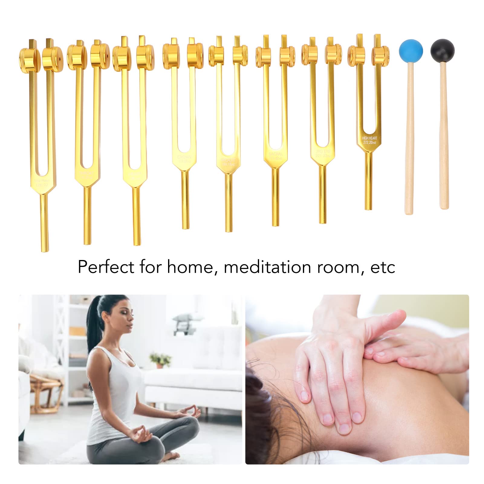 Tuning Fork Set, 8Pcs Aluminum Alloy Body Weighted Tuning Forks for Healing Chakra Set Yoga Tuning Devices - Image 3