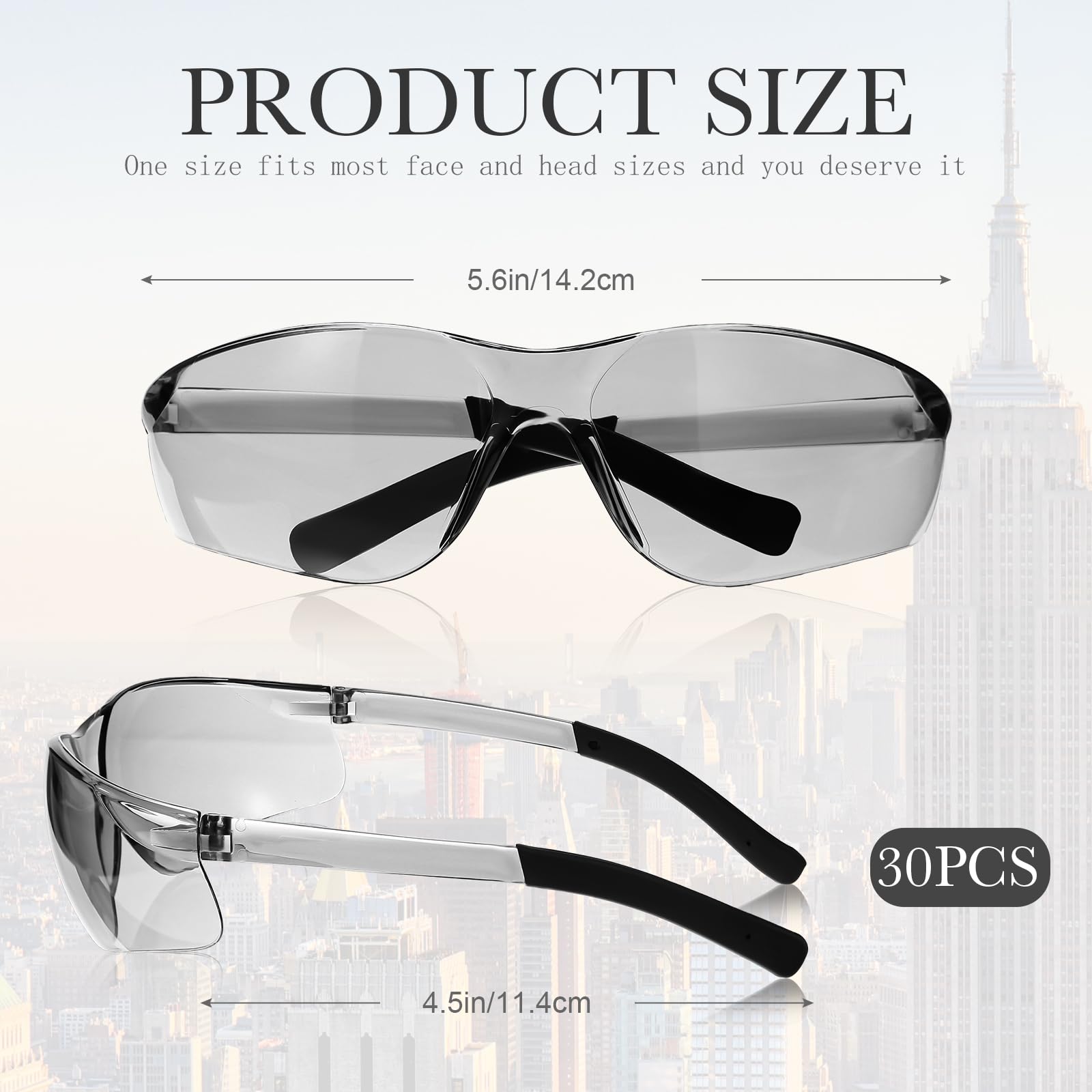 Queekay 30 Stück Schutzbrille für Damen und Herren, lose Schutzbrille für Arbeiter, Labor, Gartenarbeit
