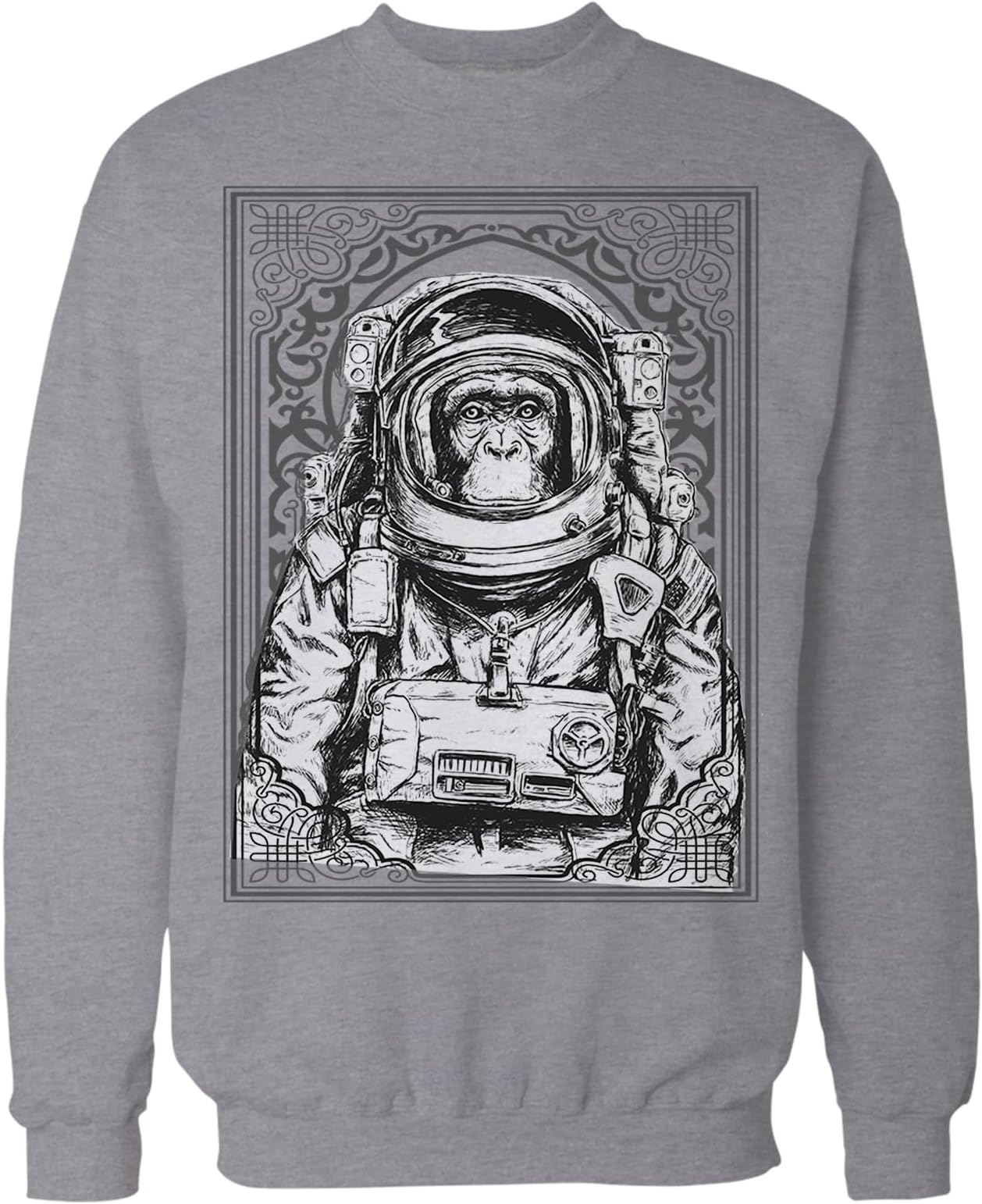 Urban Attitude Science Space Monkey Astronaut Launch Nerdy Geek Chic Ironic Official Sweatshirt For Men And Women Gift - Sports Grey - Small to XXL