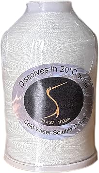Magic Dissolve Water-Soluble Embroidery Thread, 1000m Spool, 40S/2, White