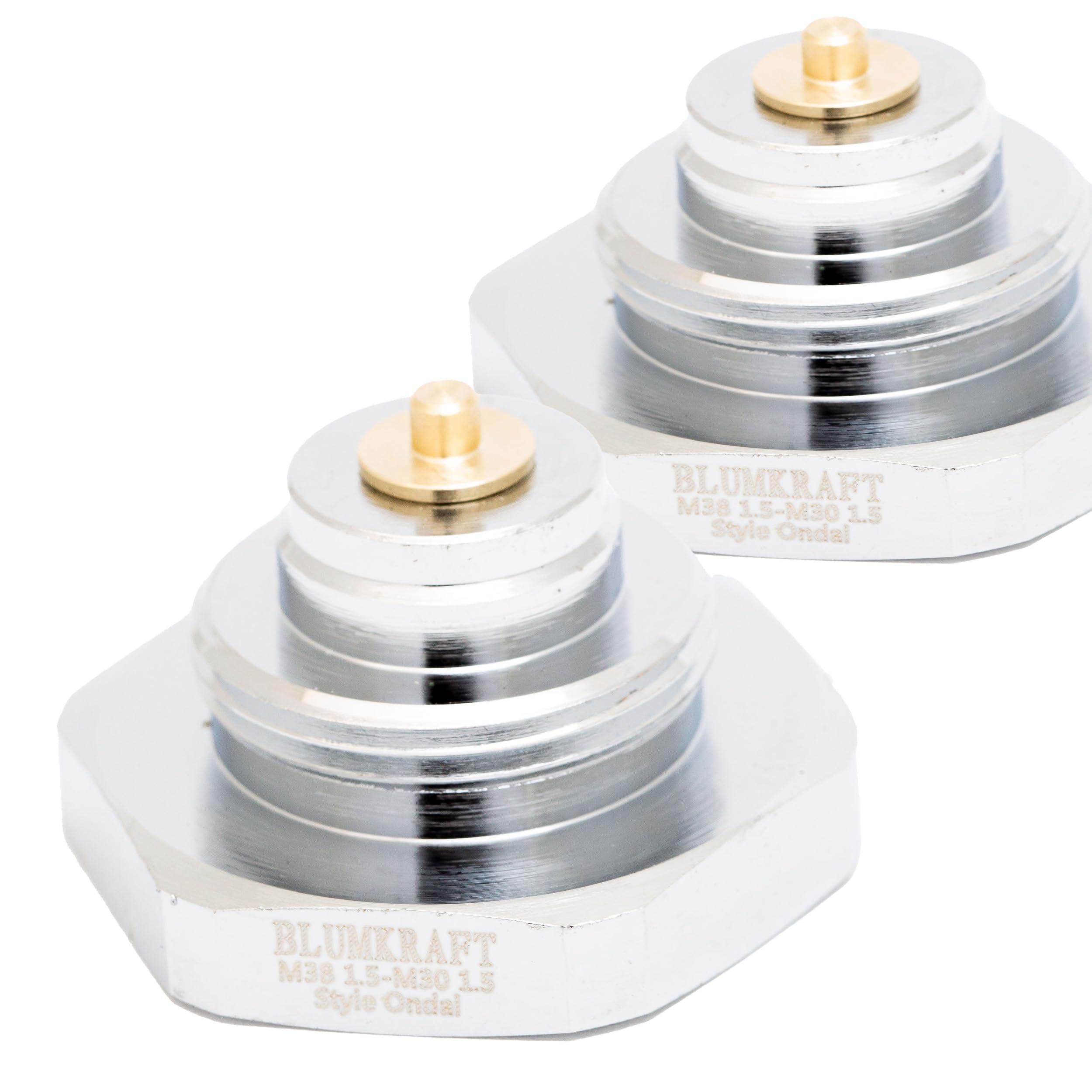 BLUMKRAFT Pack of 2: Radiator Adapters M38 x 1.5 Connector ONDAL Style to M30 x 1.5 for Thermostat/Thermostatic Head M30 x 1.5 Male