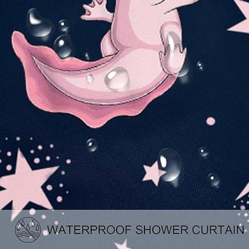 Miniatura 3 de KXO Cortina de ducha con diseño de ajolote rosa, impermeable, lavable, juego de cortinas de baño de poliéster con ganchos, 72 x 72 pulgadas